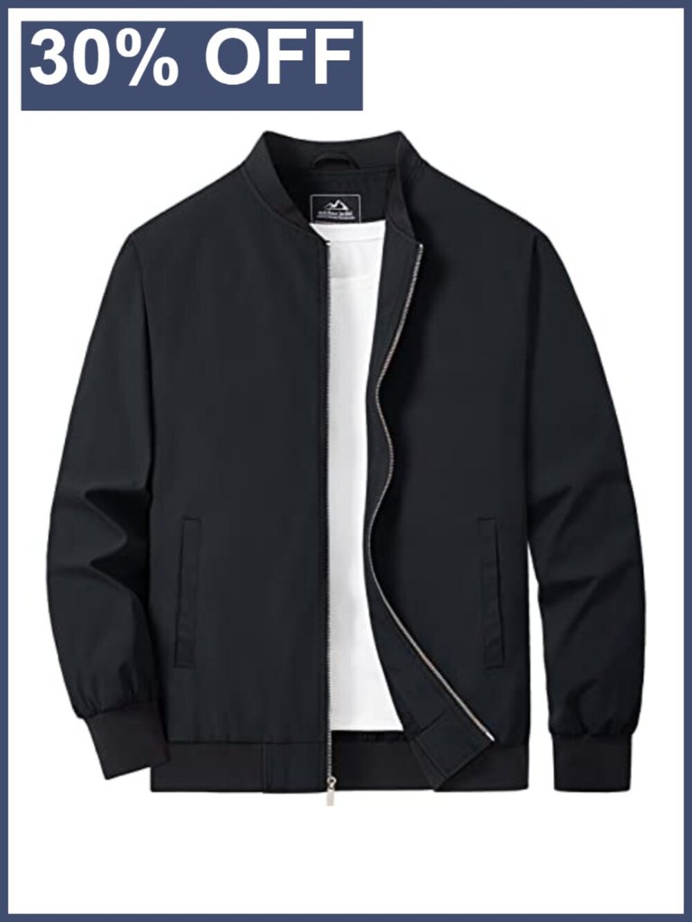 Men's Lightweight Polyester Bomber Jacket Full Zip Windbreaker with Pockets